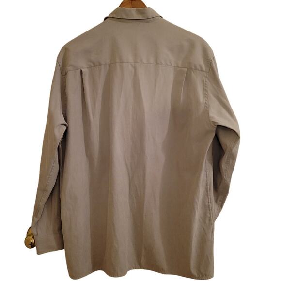 Brandini Beige Long Sleeve‎ Soft Comfort Dress Professional Button Up Shirt - L - Picture 3 of 5